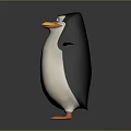 Cartoon Penguin Character With Black And White Body Orange Beak And Open Wings