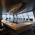 Modern Conference Room Interior With Large Table Black Chairs And Scenic Windows