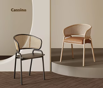 Quiet Rattan Chair Dining Chair Leisure Chair 3d model