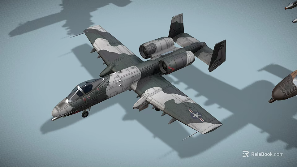 Military Fighter Jet With Camouflage Paint Twin Engines And Star Insignia On Wings 3d model 