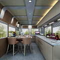 Modern Kitchen Interior With Open Design And Large Windows For Dining Area