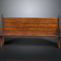 Classic Solid Wood Bench With Backrest And Simple Design Details 3d model