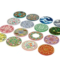 Colorful Round Dinnerware Set with Various Floral Wave Patterns for Table Decoration