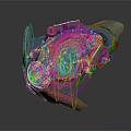Futuristic Sci Fi Blue And Orange Mechanical Device With Metallic Structure And Complex Components