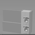 White Electrical Appliance With Two Circular Components And Modern Enclosure Structure 3d model