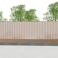Landscape Wall With Copper Striped Design And Trees By Water Reflection 3d model