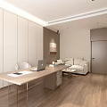 Modern Hotel Guest Room With King Bed Beige Sofa Coffee Table And TV