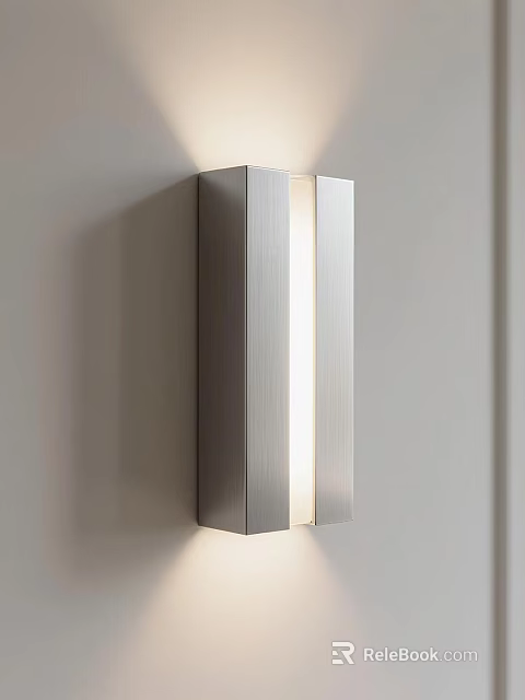 Modern Brushed Metal Rectangular Wall Light with Soft Lighting Mounted on Wall 3d model 