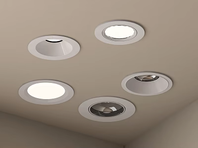 Recessed Downlights and Adjustable Spotlights Mounted on Ceiling for Modern Illumination 3d model