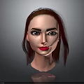 Realistic 3D Female Character Head With Red Hair Freckles And Red Lips