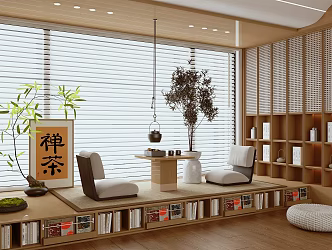 Modern Tea Room Tatami Tea Room Balcony Tea Room Tea Room Cabinet Tea Room Tea Table and Chair Tatami 3d model