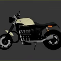 Cream And Black Retro Motorcycle With Single Seat Round Headlight And Rugged Wheels
