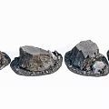 Stone Wood Decorative Ornaments With Natural Texture Round Base Set of Four