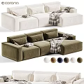 Modern Sectional Sofa With Plush Cushions Throw Blanket And Multiple Color Options 3d model