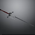 Medieval Sword With Red Hilt Black Guard And Blue Spiral Blade