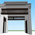 Traditional Chinese Entrance Gate With Ornate Roof Carved Beams And Double Doorways