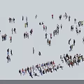 Large Crowd of People Standing Walking and Gathering in Open Gray Space