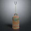 Classic Vintage Decorative Lantern With Brown Body Green Accents And Metal Hook