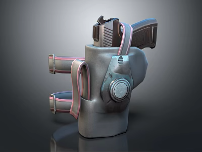Futuristic Sci Fi Tactical Weapon Gear With Metallic Body And Straps Design 3d model