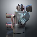 Futuristic Sci Fi Tactical Weapon Gear With Metallic Body And Straps Design