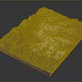 Scenic 3D Terrain Model With Snowy Mountains And Green Mountain Valleys