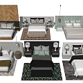 Multiple Double Bed Designs With Different Bedding Headboards Nightstands And Rugs 3d model
