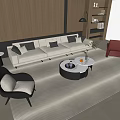 Sofa Coffee Table Combination Leisure Chair Single Sofa Floor Lamp Ornaments Combination 3d model