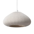 Two Beige Knitted Dome Pendant Lights With Warm Glow For Modern Interior Spaces