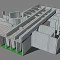 Modern Architectural Model Design With Geometric Structures And Green Base Areas