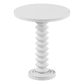 Round Wooden Side Table With Spiral Carved Pedestal Base Classic Design