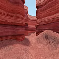 Unique Red Layered Rock Canyon Scenic Natural Landscape Under Blue Sky