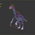 Unique Dinosaur Like Fantasy Creature In Purple Blue With Crest And Long Claws
