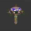 Modern Technical Equipment With Blue White Design Spiral Base And Antenna Parts