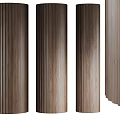 Wooden Decorative Columns With Vertical Stripes And Textured Surface Design