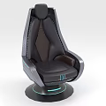 Modern Tech Inspired Massage Chair With Black Leather And Blue Accent Lights