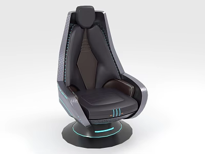 Modern Tech Inspired Massage Chair With Black Leather And Blue Accent Lights 3d model