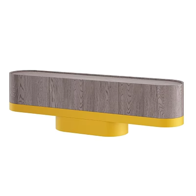 Modern TV Stand With Wood Grain Panel And Yellow Base Design 3d model