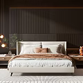 Modern Background Double Bed Double Bed 3d model