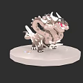 Aquatic Dragon 3D Model With Spotted Body Red Eyes And White Base