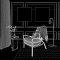 Modern Single Sofa Single Sofa Chair Decorative Painting 3d model