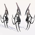 Slender Multi limbed Alien like Game and Movie Character With Long Beak and Extended Limbs