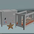Adorable Kids Bed With Drawer Chest Cartoon Decorations And Light-Up Star