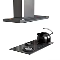 Modern range hood range hood gas stove kettle 3d model