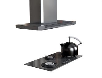 Modern range hood range hood gas stove kettle 3d model