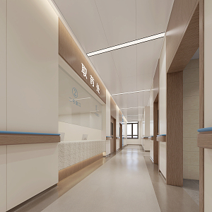 Modern aisle hospital corridor 3d model