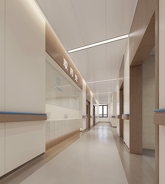 Modern aisle hospital corridor 3d model