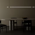 Modern Minimalist Dining Table Set With Round White Table Black Chairs And Hanging Pendant Light