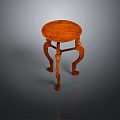 Classic Wooden Stool With Round Seat Design And Curved Legs For Home Decor