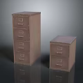 Brown Metal File Cabinets With Four And Two Drawers In Different Heights