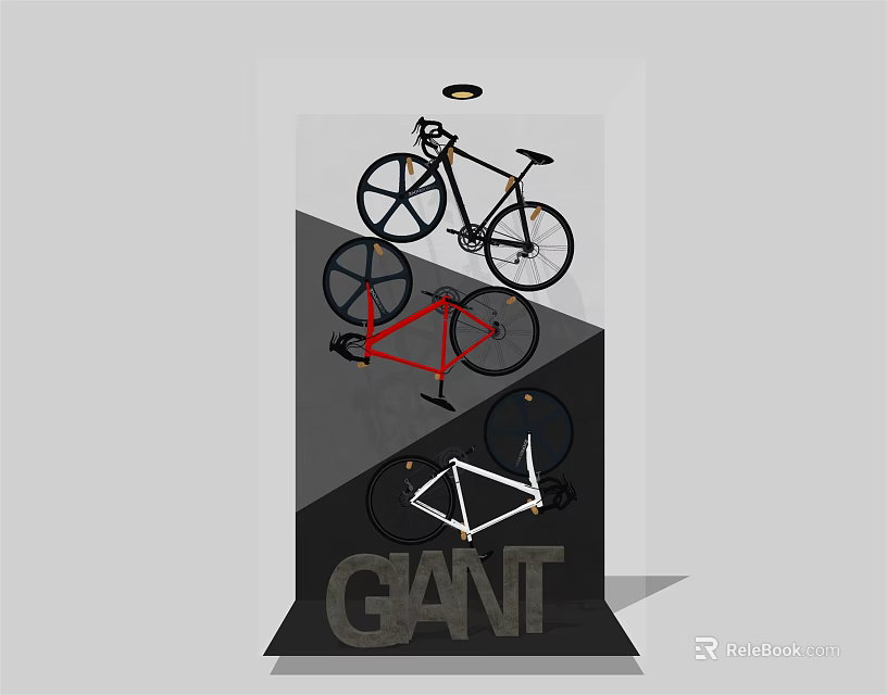 GANT Bike Shop Window Display With Stacked Black Red White Bicycles 3d model 